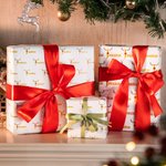 Personalized Christmas Red Nose Reindeer Wrapping Paper with Name One-sided Printing Cute Holiday Gift Wrap Christmas Gift for Family Friend
