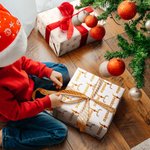 Personalized Christmas Red Nose Reindeer Wrapping Paper with Name One-sided Printing Cute Holiday Gift Wrap Christmas Gift for Family Friend