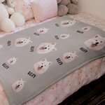 Personalised Cute Pet Paw Print Photo Dot Blanket with Name Gift for Cat Dog Pet