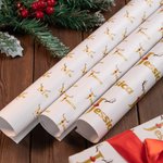 Personalized Christmas Red Nose Reindeer Wrapping Paper with Name One-sided Printing Cute Holiday Gift Wrap Christmas Gift for Family Friend