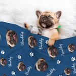 Personalised Cute Pet Paw Print Photo Dot Blanket with Name Gift for Cat Dog Pet