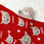 Personalised Cute Pet Paw Print Photo Dot Blanket with Name Gift for Cat Dog Pet