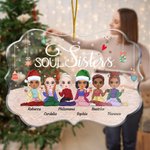 Personalizado Soul Sisters Fiesta temática de Navidad Ornamento de acrílico de forma irregular Regalo de cumpleaños para Bestie