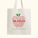 Personalisierte Apfel Muster Lehrer Canvas Tragetasche mit Namen und Text Weihnachten Lehrer Anerkennung Geschenk für Lehrer