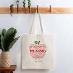 Personalisierte Apfel Muster Lehrer Canvas Tragetasche mit Namen und Text Weihnachten Lehrer Anerkennung Geschenk für Lehrer