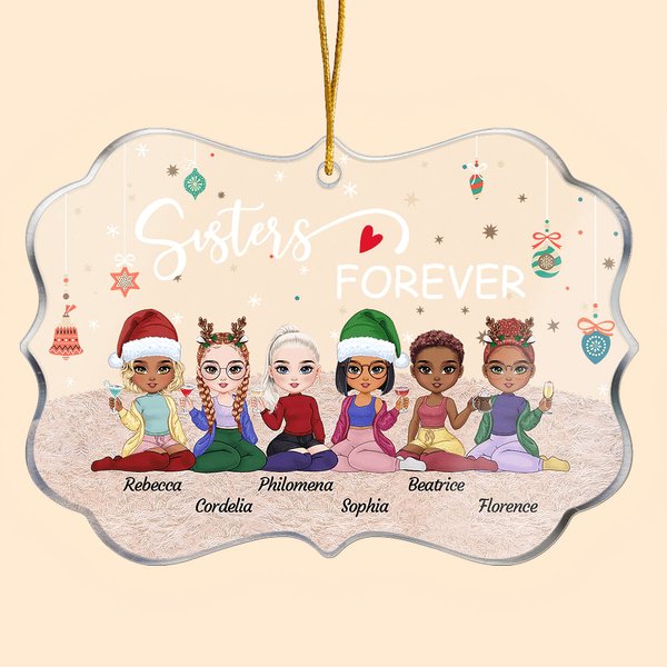 Sorella personalizzata per sempre Raduno di Natale Forma irregolare Ornamento in acrilico Bestie regalo per le migliori amiche