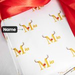 Personalized Christmas Red Nose Reindeer Wrapping Paper with Name One-sided Printing Cute Holiday Gift Wrap Christmas Gift for Family Friend
