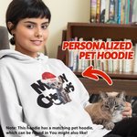 Gepersonaliseerde Meowy Kerst Hoodie Huisdier met Kerstmuts Unisex Pullover Verjaardag Kerstcadeau voor Hond Kat Liefhebber