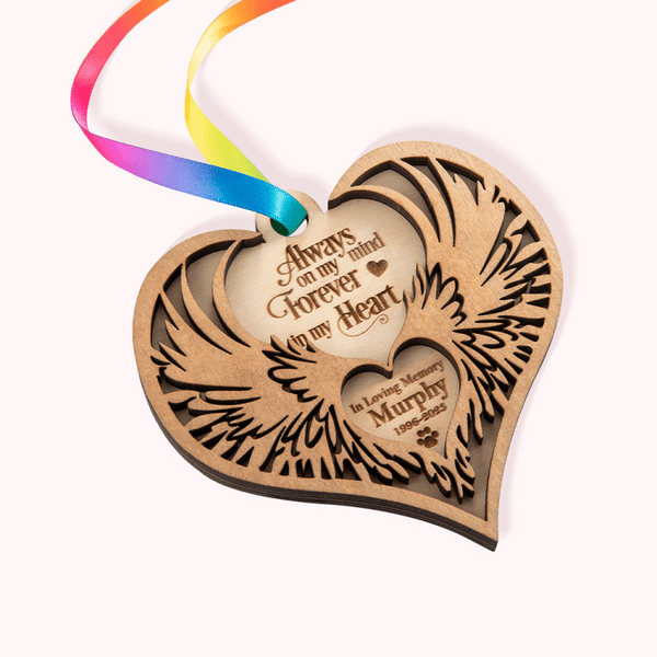 Gepersonaliseerde engel vleugels Memorial houten ornament boom opknoping kerst Decor Sympathie Gift voor familie vrienden