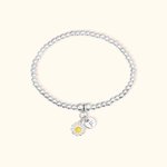 Personalisierte Perlen Armband mit Gänseblümchen Charme und eingraviert Initial Geschenk für ihr Baby Dusche