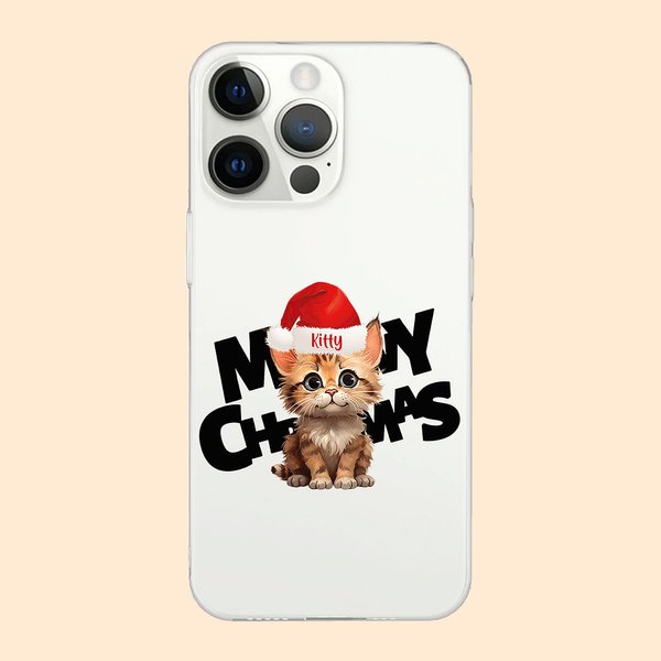 Spersonalizowane świąteczne etui na telefon z TPU z podniesioną ramką Pet in Santa Hat Slim Etui na telefon Prezent świąteczny dla przyjaciela Rodzina Pies Miłośnik kotów