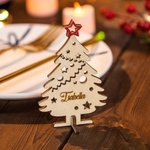 Support 3D Personnalisé Arbre de Noël en bois Noms de table pour le dîner de Noël Cadeau pour la famille et les amis