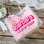 Sac à main personnalisé rose chaud avec papier de soie et texte Cadeau de mariage Cadeau d'enterrement de vie de jeune fille pour elle