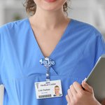 Personalizada Glitter Moda Acrílico Insignia Carrete con Nombre Título Cumpleaños Regalo de Navidad para la enfermera Médico Maestro