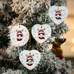 Personalised Christmas Hat Antler Elements Ceramic Hanging Ornament with Letter and Name Christmas Tree Decor Happy New Year Gift for Family Friend