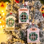 Casa de Navidad personalizada Adorno de madera con nombre Calle Dirección Número de casa Decoración para el hogar con cordón Regalo de Navidad para la