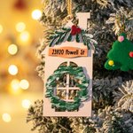 Casa de Navidad personalizada Adorno de madera con nombre Calle Dirección Número de casa Decoración para el hogar con cordón Regalo de Navidad para la