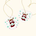 Personalised Christmas Hat Antler Elements Ceramic Hanging Ornament with Letter and Name Christmas Tree Decor Happy New Year Gift for Family Friend