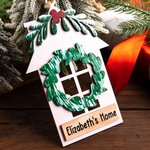 Casa de Navidad personalizada Adorno de madera con nombre Calle Dirección Número de casa Decoración para el hogar con cordón Regalo de Navidad para la
