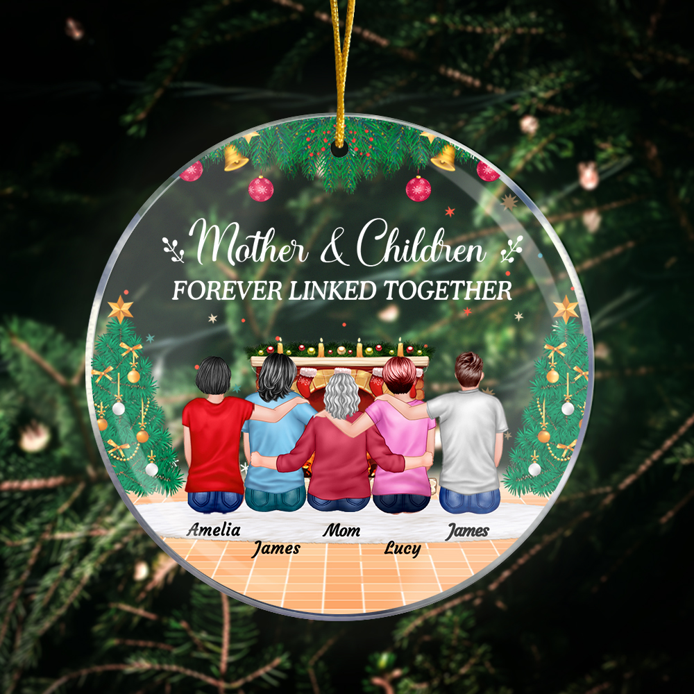 Personalisierte Mutter und Kinder für immer miteinander verbunden Acryl Ornament Weihnachten Geburtstag Geschenk für Familie