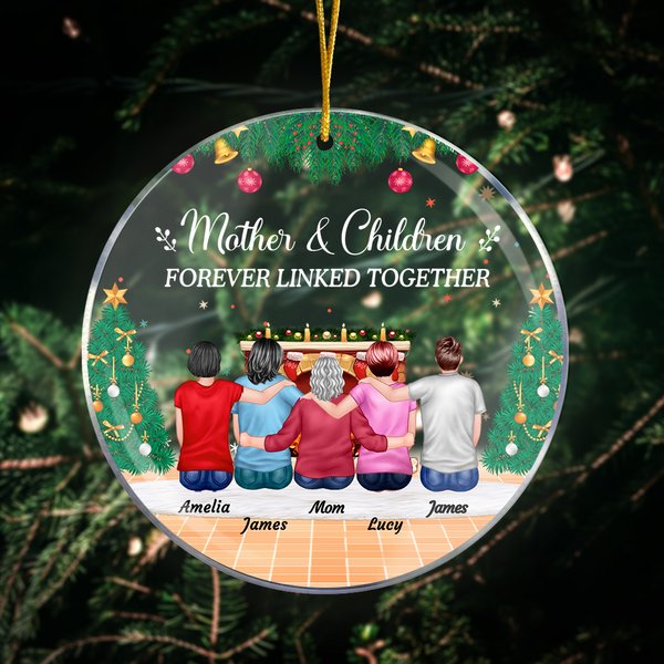 Ornamento acrílico personalizado de madre e hijos unidos para siempre Regalo de cumpleaños de Navidad para la familia