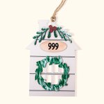 Casa de Navidad personalizada Adorno de madera con nombre Calle Dirección Número de casa Decoración para el hogar con cordón Regalo de Navidad para la