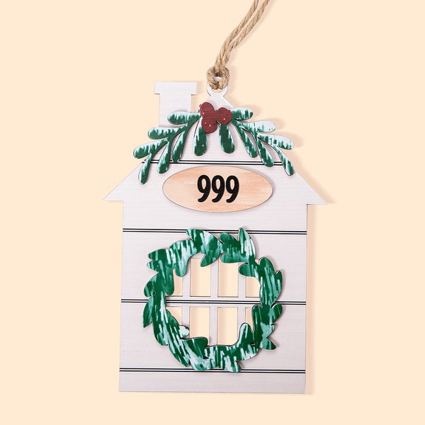 Casa de Navidad personalizada Adorno de madera con nombre Calle Dirección Número de casa Decoración para el hogar con cordón Regalo de Navidad para la