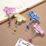 Personalizada Glitter Moda Acrílico Insignia Carrete con Nombre Título Cumpleaños Regalo de Navidad para la enfermera Médico Maestro