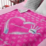 Personalized Gradient Handprints Love Heart Multi Colour Family Blanket with 1-13 Names Christmas Day Mother's Day Gift for Grandmother Mother