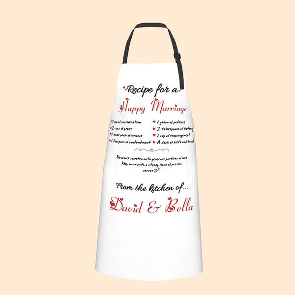 Personalised  Recipe for A Happy Marriage Apron Waterproof Oxford Cloth Wedding Anniversary Gift for Couple