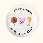 Personalised Ceramic Grandma's Biscuit Plate with Kids Grandkids Names Christmas Birthday Gift for Mom Grandma Baking Lovers