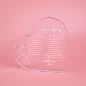 Plaque de Coeur Acrylique Personnalisée Décoration de Bureau Thème Message pour Maman Cadeau pour Mère Grand-Mère