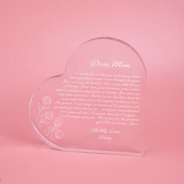 Personalizada Querida Mamá Acrílico Corazón Placa Mensaje Cálido Día de la Madre Navidad Escritorio Decoración para el Hogar para la Madre Abuela