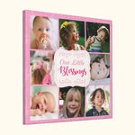 Plaque Multicolore en Toile Personnalisée avec Texte et Portraits d'Enfant Décoration Murale Cadeau d'Anniversaire de Noël pour Famille Parent