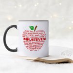 Personalised Apple Pattern Ceramic Mug with Name and Text Teacher Appreciation Christmas Gift for Teacher