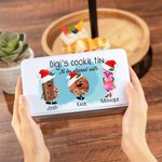Gepersonaliseerd 1-8 Cartoon Cookie Wafer Kerstmuts Food Grade metalen koekjesblik met naam en tekst Verjaardag Kerstcadeau voor familie koekjesliefhebber