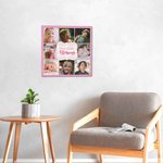 Plaque Multicolore en Toile Personnalisée avec Texte et Portraits d'Enfant Décoration Murale Cadeau d'Anniversaire de Noël pour Famille Parent