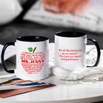 Personalised Apple Pattern Ceramic Mug with Name and Text Teacher Appreciation Christmas Gift for Teacher