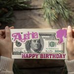 Bambola rosa retrò personalizzata Portavalori in legno Busta Portavalori con nome Divertente Regalo di Natale Compleanno Soldi per Ragazza Figlia Amic