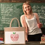 Personalised Apple Pattern Jute Tote Bag with Name and Text Christmas Thanksgiving Day Gift for Teacher