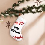 Personalisierte Baseball weißen großen Weihnachtsstrumpf mit Namen und Nummer Weihnachtsbaum hängen Home Decoration für Freund Sportliebhaber
