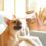 Personalised Dog Ears Glass Cup with Bamboo Lid and Straw Christmas Birthday Gift for Dog Mom or Dad Pet Lover