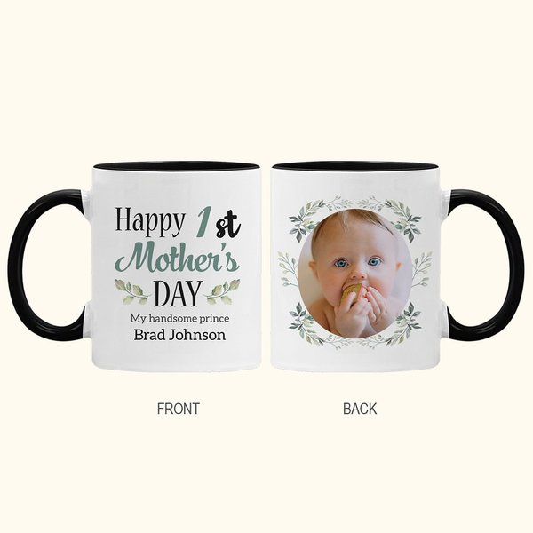 Personalized Happy 1st Mother's Day Ceramic Mug with Name and Photo Christmas Mother's Day Gift for Women