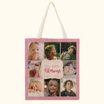 Personalized Our Little Blessings Photo Collage Canvas Tote Bag with Text Birthday Christmas Gift for Family Friends