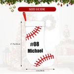 Personalisierte Baseball weißen großen Weihnachtsstrumpf mit Namen und Nummer Weihnachtsbaum hängen Home Decoration für Freund Sportliebhaber