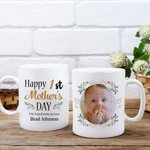 Personalized Happy 1st Mother's Day Ceramic Mug with Name and Photo Christmas Mother's Day Gift for Women