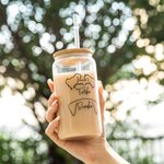 Personalised Dog Ears Glass Cup with Bamboo Lid and Straw Christmas Birthday Gift for Dog Mom or Dad Pet Lover