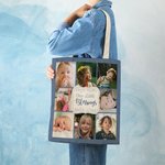 Personalized Our Little Blessings Photo Collage Canvas Tote Bag with Text Birthday Christmas Gift for Family Friends