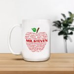 Personalised Apple Pattern Ceramic Mug with Name and Text Teacher Appreciation Christmas Gift for Teacher