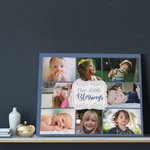 Plaque Multicolore en Toile Personnalisée avec Texte et Portraits d'Enfant Décoration Murale Cadeau d'Anniversaire de Noël pour Famille Parent